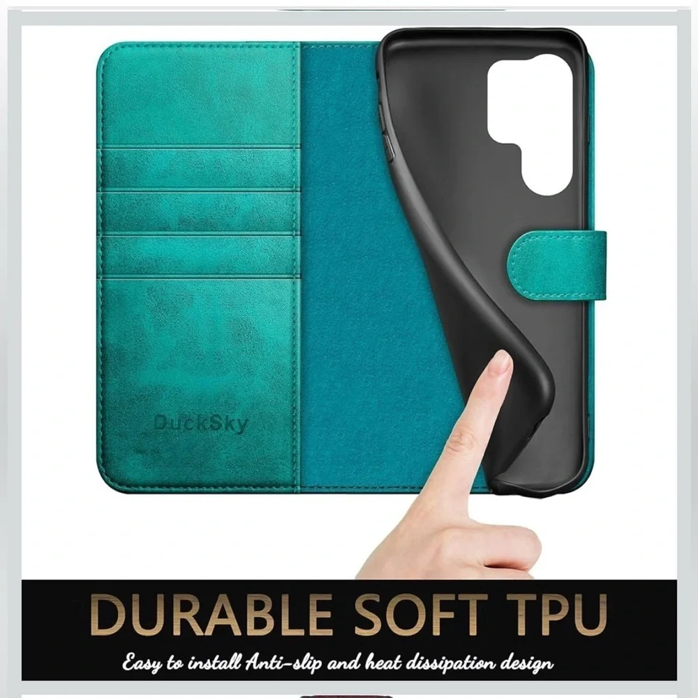 DuckSky for Samsung Galaxy S24 Ultra Genuine Leather Wallet case 597/lb-1